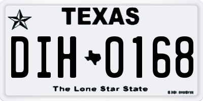 TX license plate DIH0168