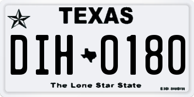 TX license plate DIH0180