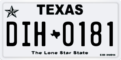 TX license plate DIH0181