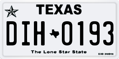TX license plate DIH0193