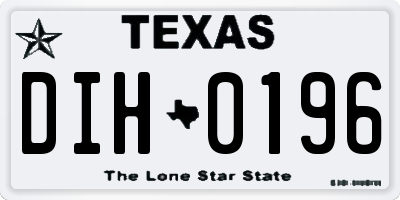 TX license plate DIH0196