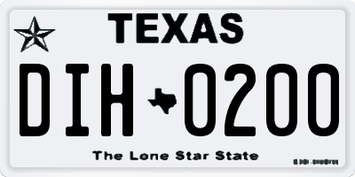 TX license plate DIH0200