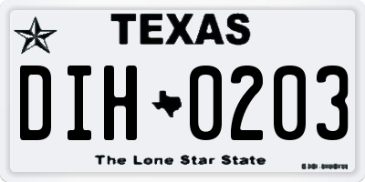 TX license plate DIH0203
