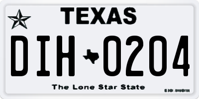 TX license plate DIH0204