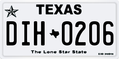 TX license plate DIH0206