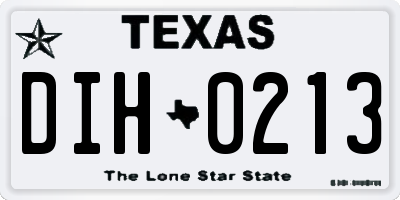 TX license plate DIH0213