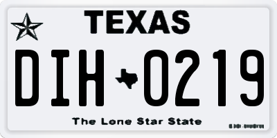 TX license plate DIH0219