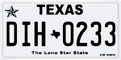 TX license plate DIH0233