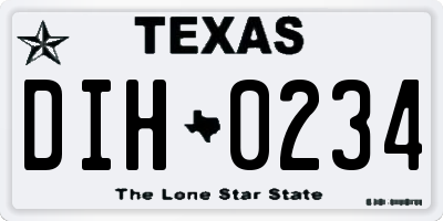 TX license plate DIH0234