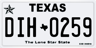 TX license plate DIH0259