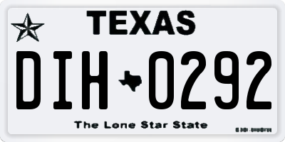 TX license plate DIH0292