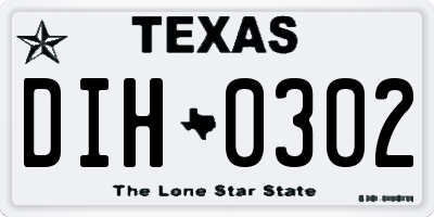 TX license plate DIH0302