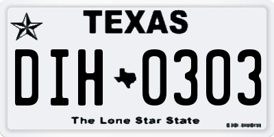 TX license plate DIH0303