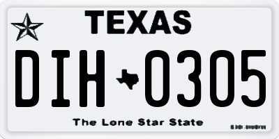 TX license plate DIH0305
