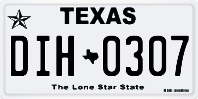 TX license plate DIH0307