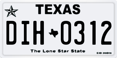 TX license plate DIH0312