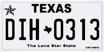 TX license plate DIH0313