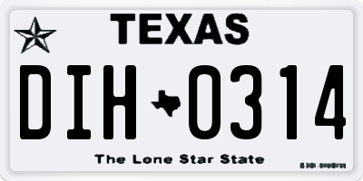 TX license plate DIH0314