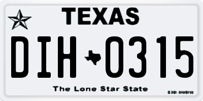 TX license plate DIH0315