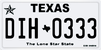 TX license plate DIH0333