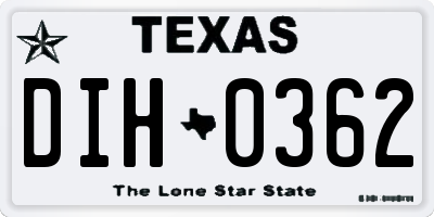 TX license plate DIH0362