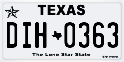 TX license plate DIH0363
