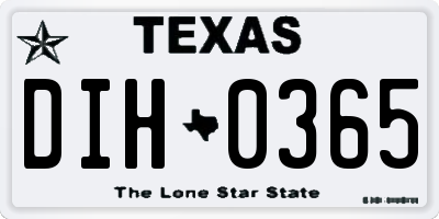 TX license plate DIH0365