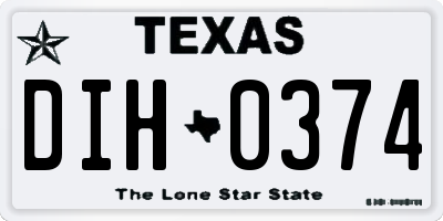 TX license plate DIH0374