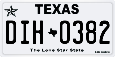 TX license plate DIH0382