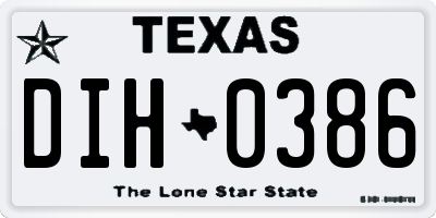 TX license plate DIH0386