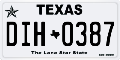 TX license plate DIH0387