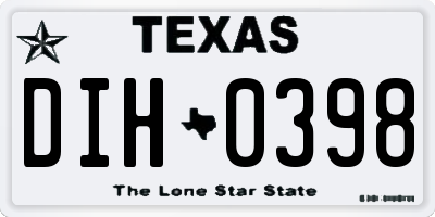 TX license plate DIH0398
