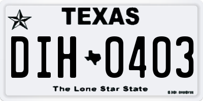 TX license plate DIH0403