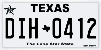 TX license plate DIH0412