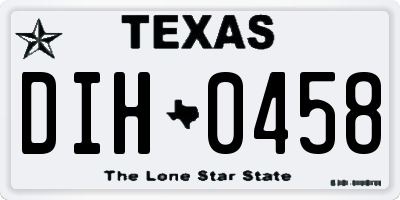 TX license plate DIH0458