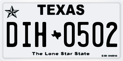 TX license plate DIH0502