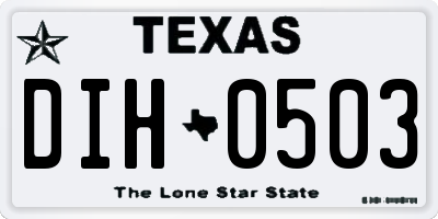 TX license plate DIH0503