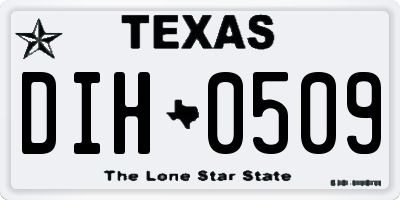 TX license plate DIH0509