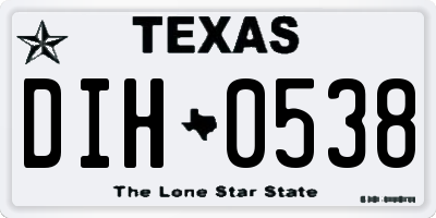 TX license plate DIH0538