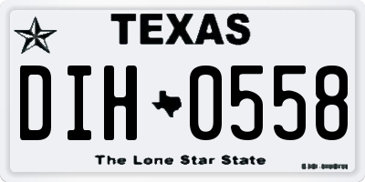 TX license plate DIH0558