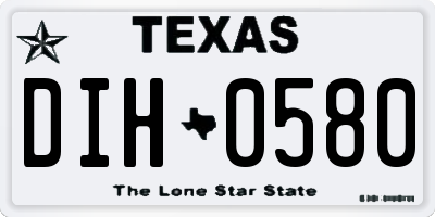 TX license plate DIH0580