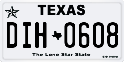 TX license plate DIH0608