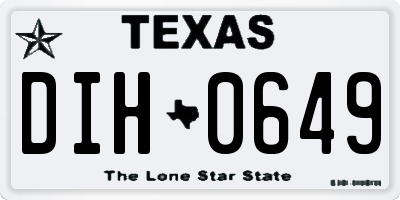 TX license plate DIH0649