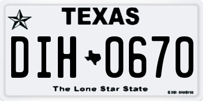 TX license plate DIH0670