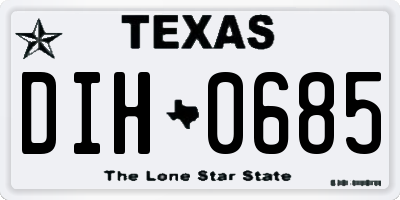 TX license plate DIH0685