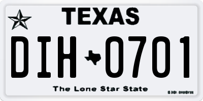 TX license plate DIH0701