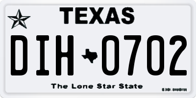 TX license plate DIH0702