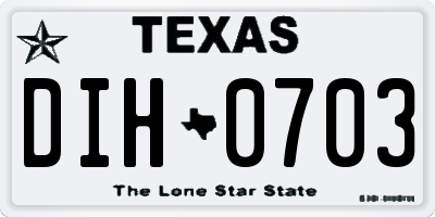 TX license plate DIH0703