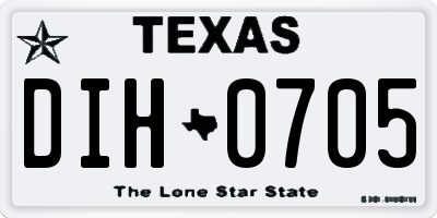 TX license plate DIH0705