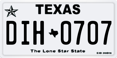 TX license plate DIH0707